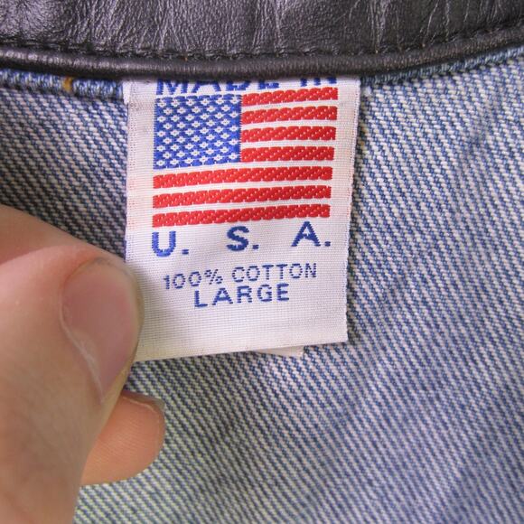 Harley-Davidson Buell Ride For Life Vest Mens Large Denim Leather Made in USA - Picture 2 of 9